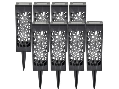LAMPA OGRODOWA SOLARNA AŻUROWA ZIMNY BIAŁY 8 SZT