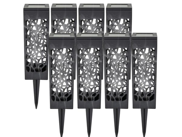 LAMPA OGRODOWA SOLARNA AŻUROWA ZIMNY BIAŁY 8 SZT