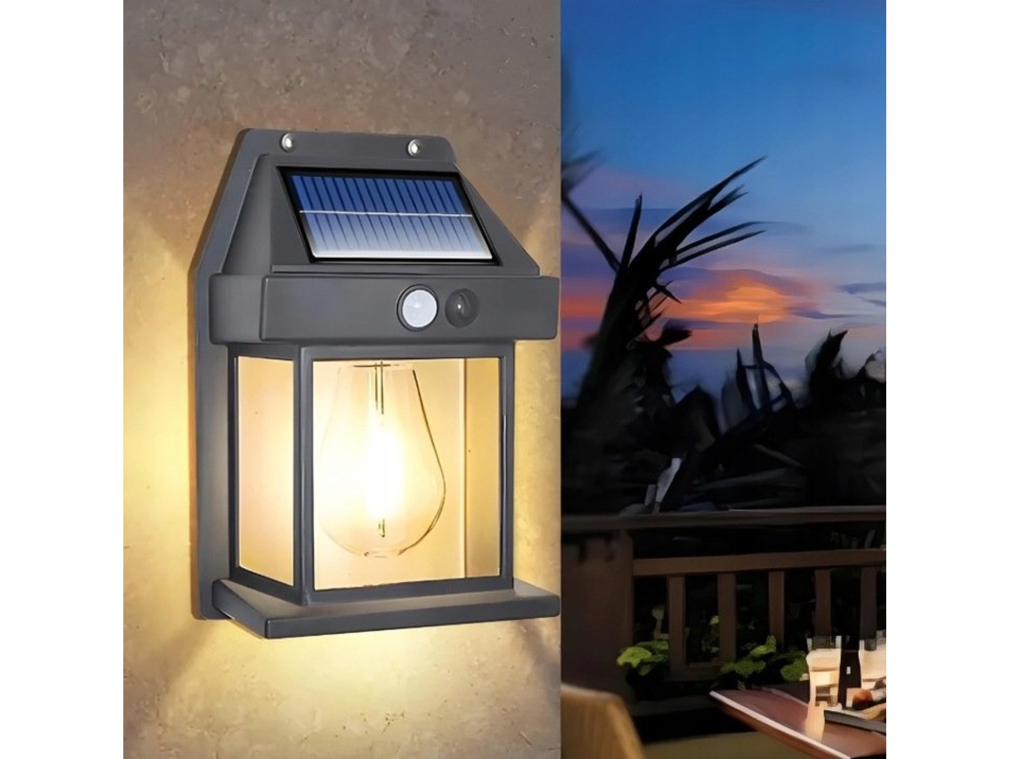LAMPA SOLARNA KINKIET 3 TRYBY 13,5x9,5x5cm