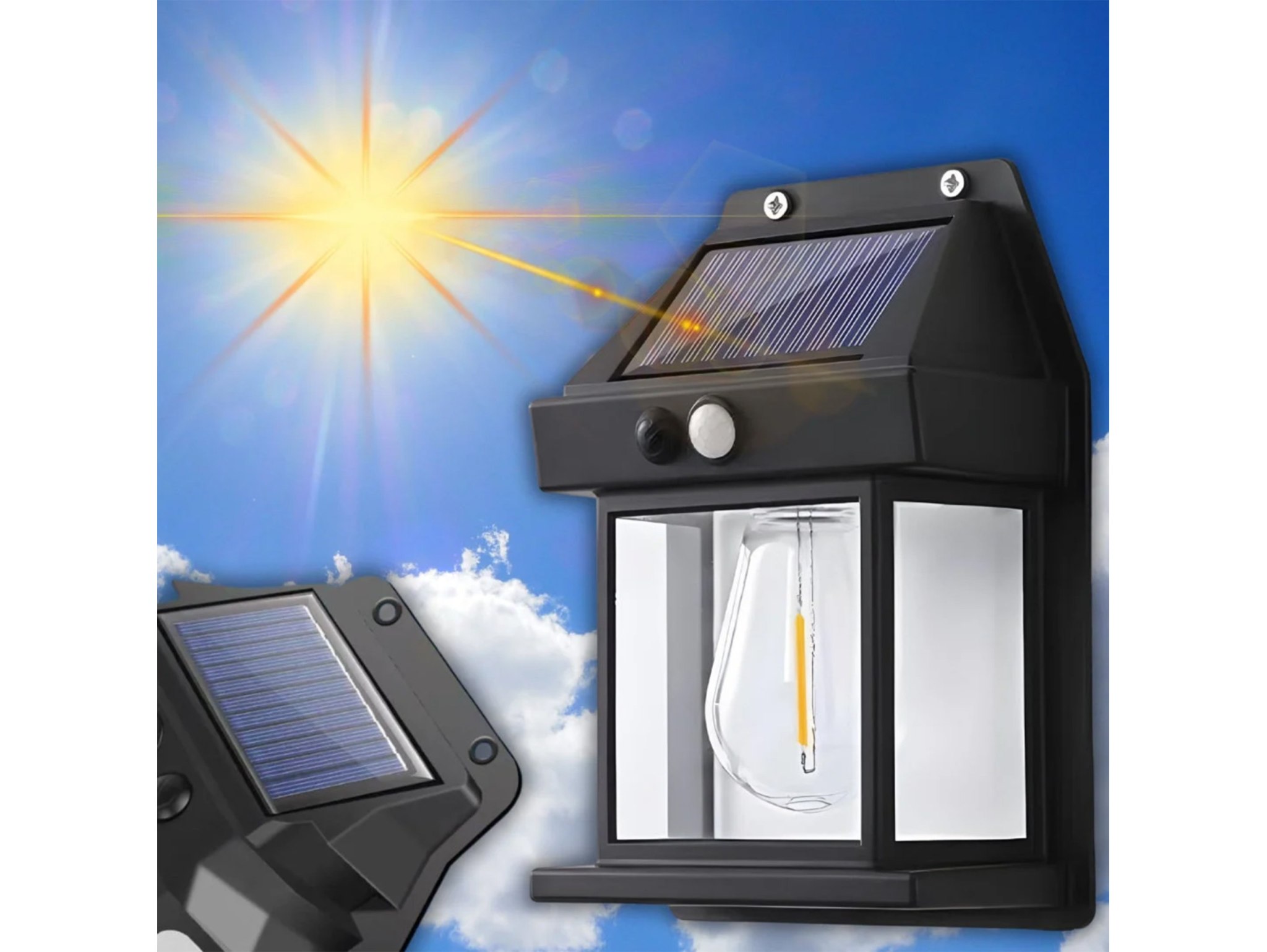 LAMPA SOLARNA KINKIET 3 TRYBY 13,5x9,5x5cm