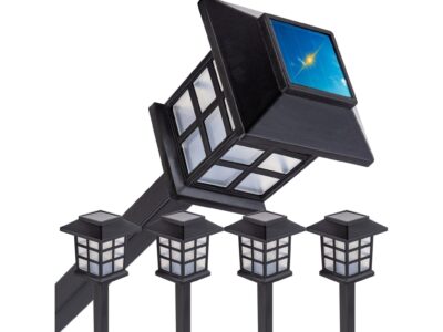 LAMPA SOLARNA LED LATARNIA 38CM ZIMNY BIAŁY 4SZT