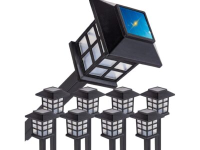 LAMPA SOLARNA LED LATARNIA 38CM ZIMNY BIAŁY 8SZT