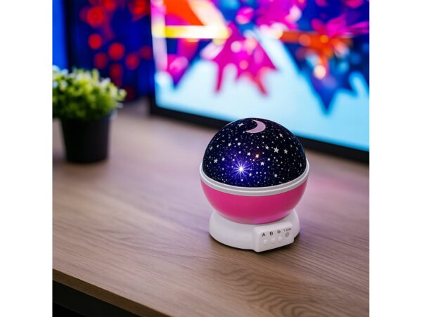 LAMPKA NOCNA NA USB KULA GWIAZDKI PROJEKTOR - różowy