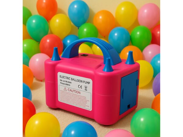 POMPKA ELEKTRYCZNA DO BALONÓW RÓŻOWO-NIEBIESKI - 18x12x12 cm