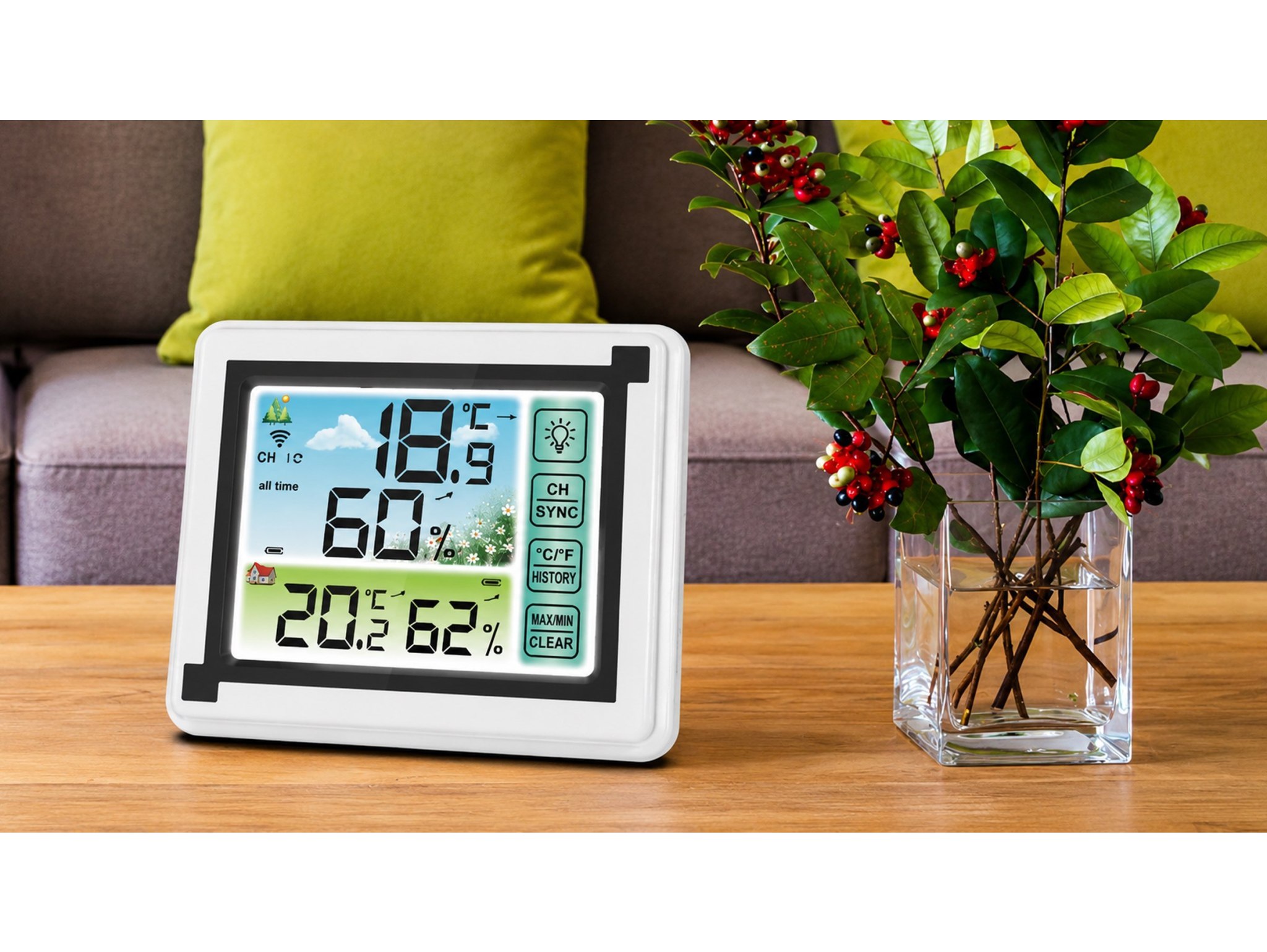 STACJA POGODY BEZPRZEWODOWA LCD WILGOTNOŚĆ