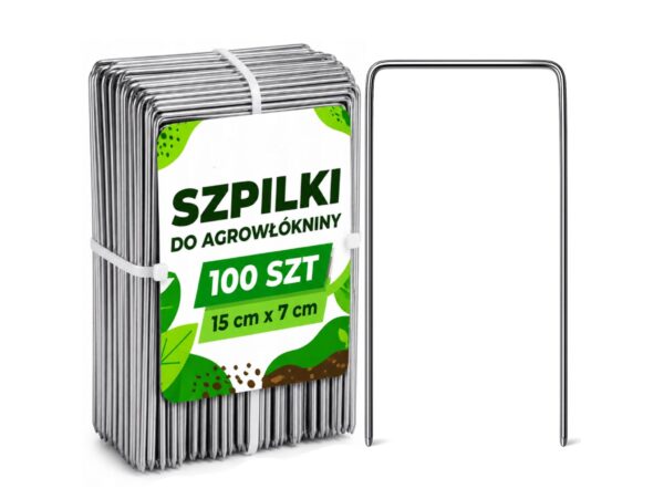 SZPILKI DO AGROWŁÓKNINY METALOWE 100SZT 150 mm x 70 mm