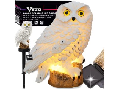 VEZO LAMPA SOLARNA OGRODOWA SOWA 30cm - biały