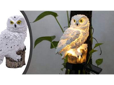 VEZO LAMPA SOLARNA OGRODOWA SOWA 30cm - biały