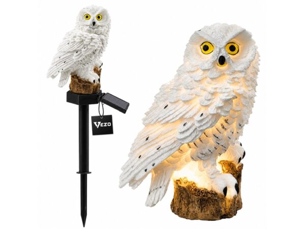 VEZO LAMPA SOLARNA OGRODOWA SOWA 30cm - biały