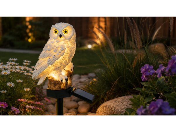 VEZO LAMPA SOLARNA OGRODOWA SOWA 30cm - biały
