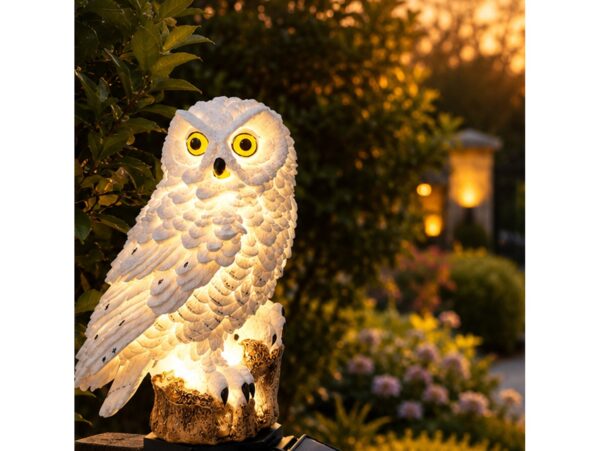 VEZO LAMPA SOLARNA OGRODOWA SOWA 30cm - biały
