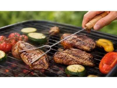 ZESTAW AKCESORIA GRILL CHWYTAK ŁOPATKA SZPIKULEC 3