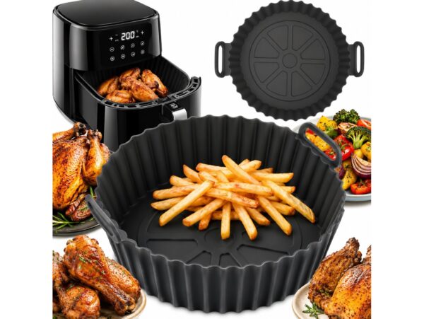 KOSZYK SILIKONOWY FORMA DO FRYTKOWNICY AIR FRYER OKRĄGŁA 20x17x5cm