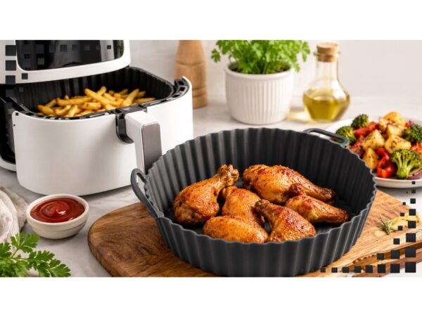 KOSZYK SILIKONOWY FORMA DO FRYTKOWNICY AIR FRYER OKRĄGŁA 20x17x5cm