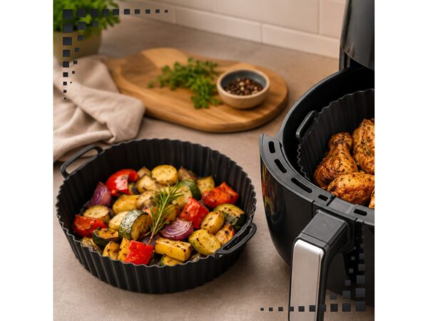 KOSZYK SILIKONOWY FORMA DO FRYTKOWNICY AIR FRYER OKRĄGŁA 20x17x5cm