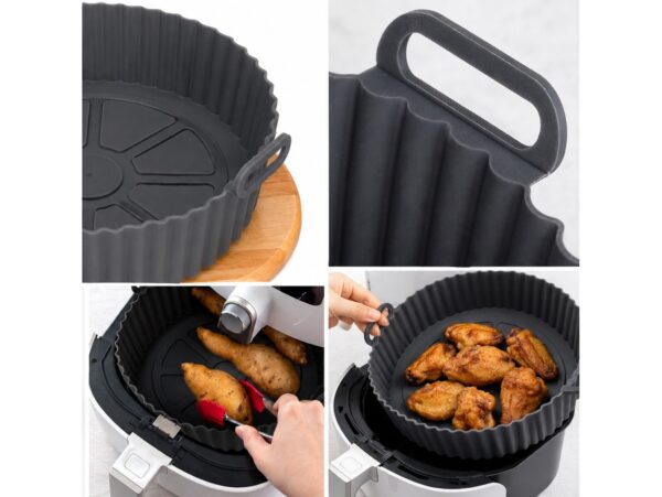 KOSZYK SILIKONOWY FORMA DO FRYTKOWNICY AIR FRYER OKRĄGŁA 20x17x5cm