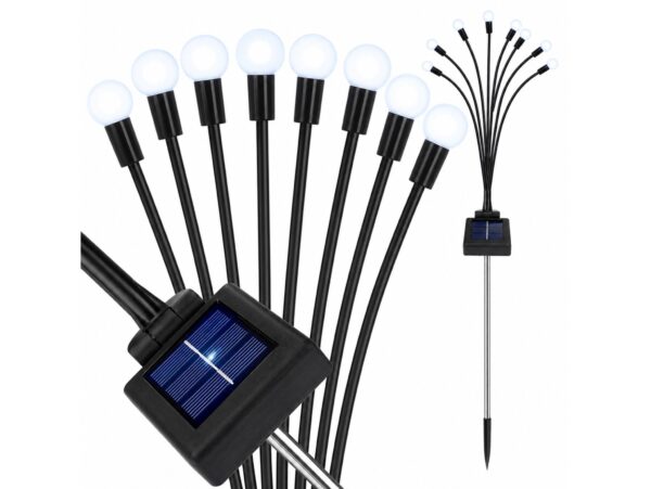 LAMPA OGRODOWA SOLARNA 8 LED KULKI - zimny biały