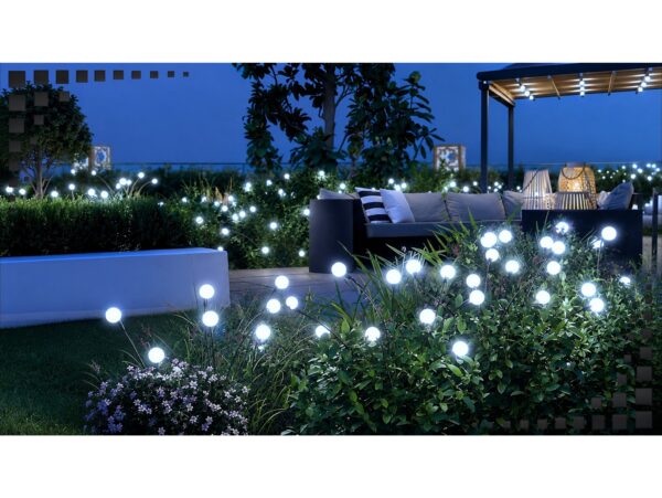 LAMPA OGRODOWA SOLARNA 8 LED KULKI - zimny biały