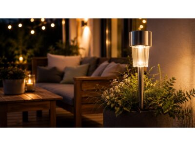 LAMPA SOLARNA OGRODOWA WBIJANA - srebrny