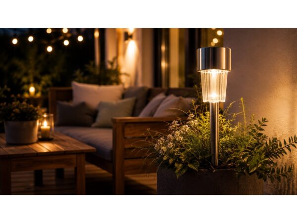 LAMPA SOLARNA OGRODOWA WBIJANA - srebrny