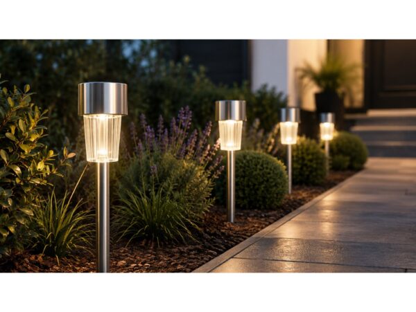 LAMPA SOLARNA OGRODOWA WBIJANA - srebrny
