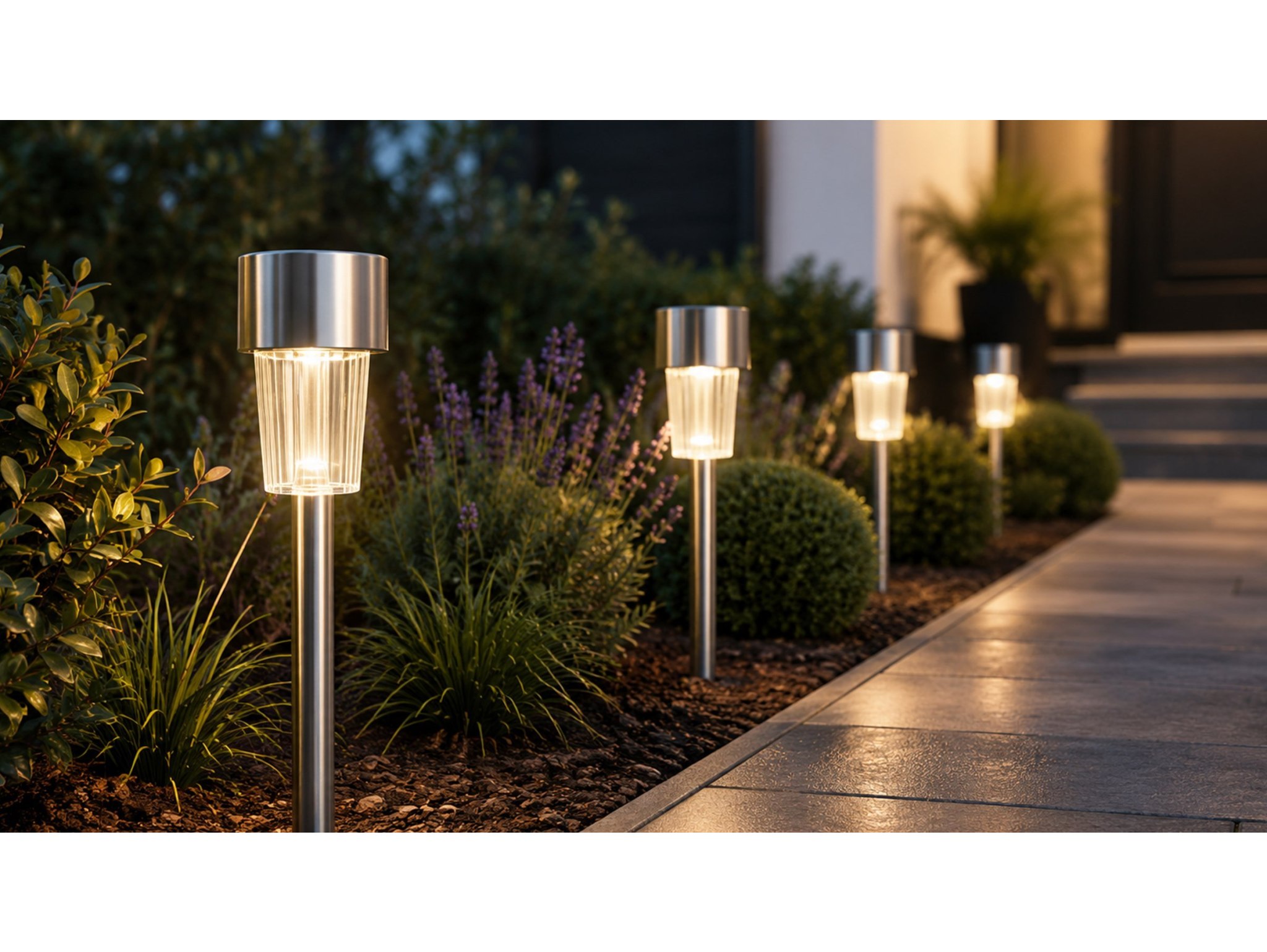 LAMPA SOLARNA OGRODOWA WBIJANA - srebrny