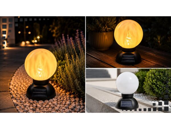 LAMPION SOLARNY KULA Z PODSTAWĄ 30x18 3 DIODY