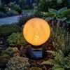 LAMPION SOLARNY KULA Z PODSTAWĄ 30x18 3 DIODY