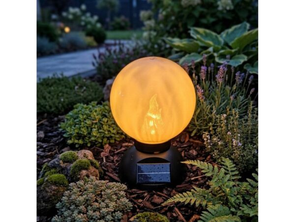 LAMPION SOLARNY KULA Z PODSTAWĄ 30x18 3 DIODY