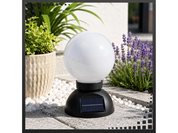 LAMPION SOLARNY KULA Z PODSTAWĄ 30x18 3 DIODY