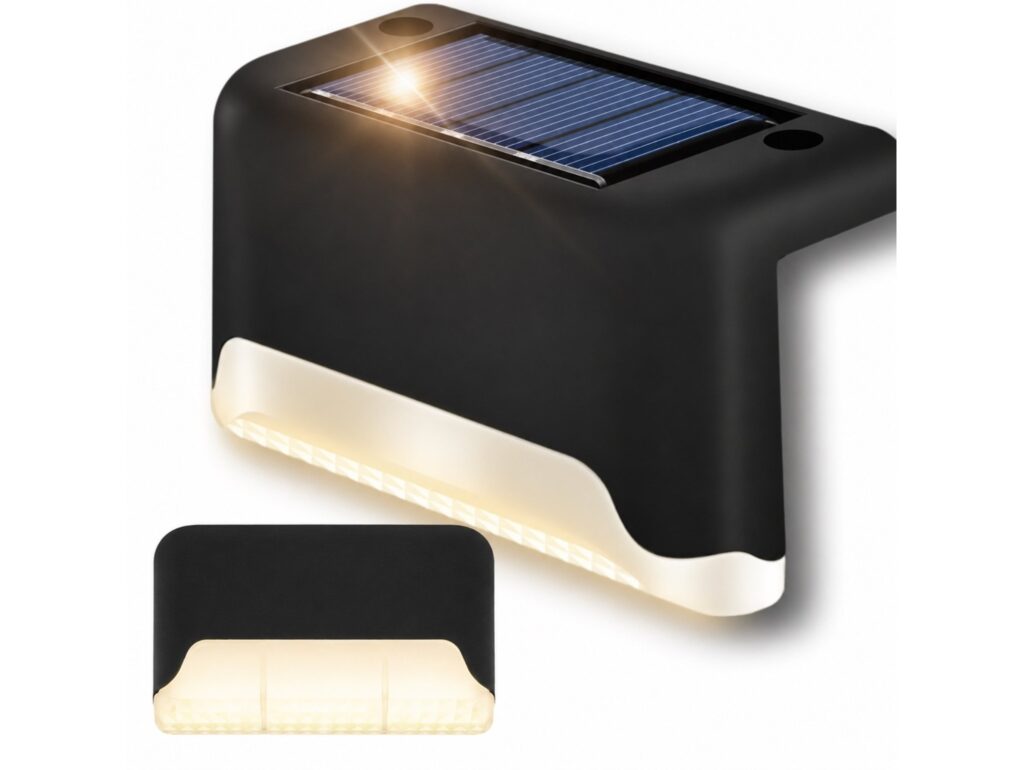LAMPKA LAMPA SOLARNA KRAWĘDZIOWA 1 LED 8x4,5x4,2cm - czarny/ciepły biały mleczny klosz