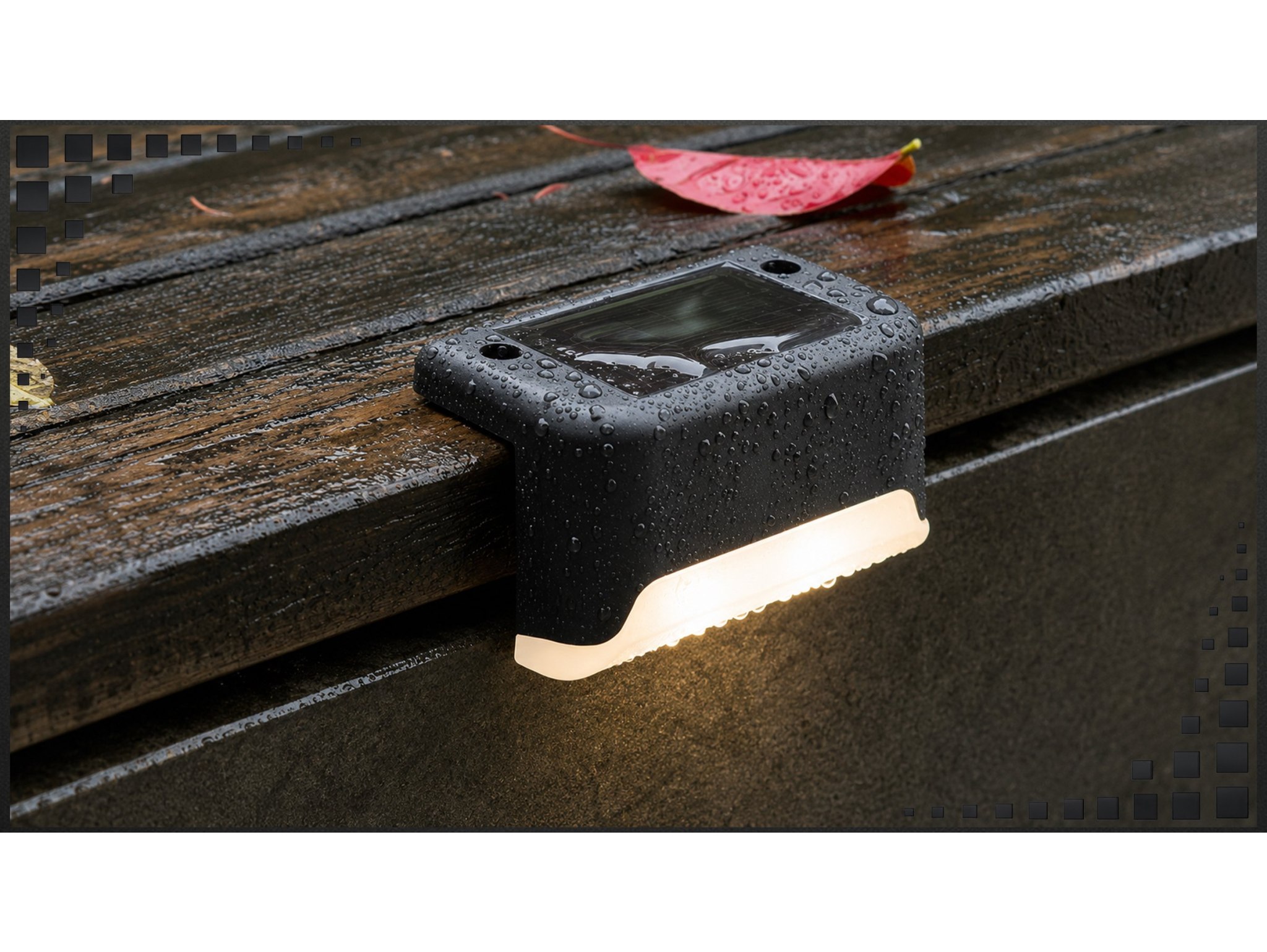 LAMPKA LAMPA SOLARNA KRAWĘDZIOWA 1 LED 8x4,5x4,2cm - czarny/ciepły biały mleczny klosz