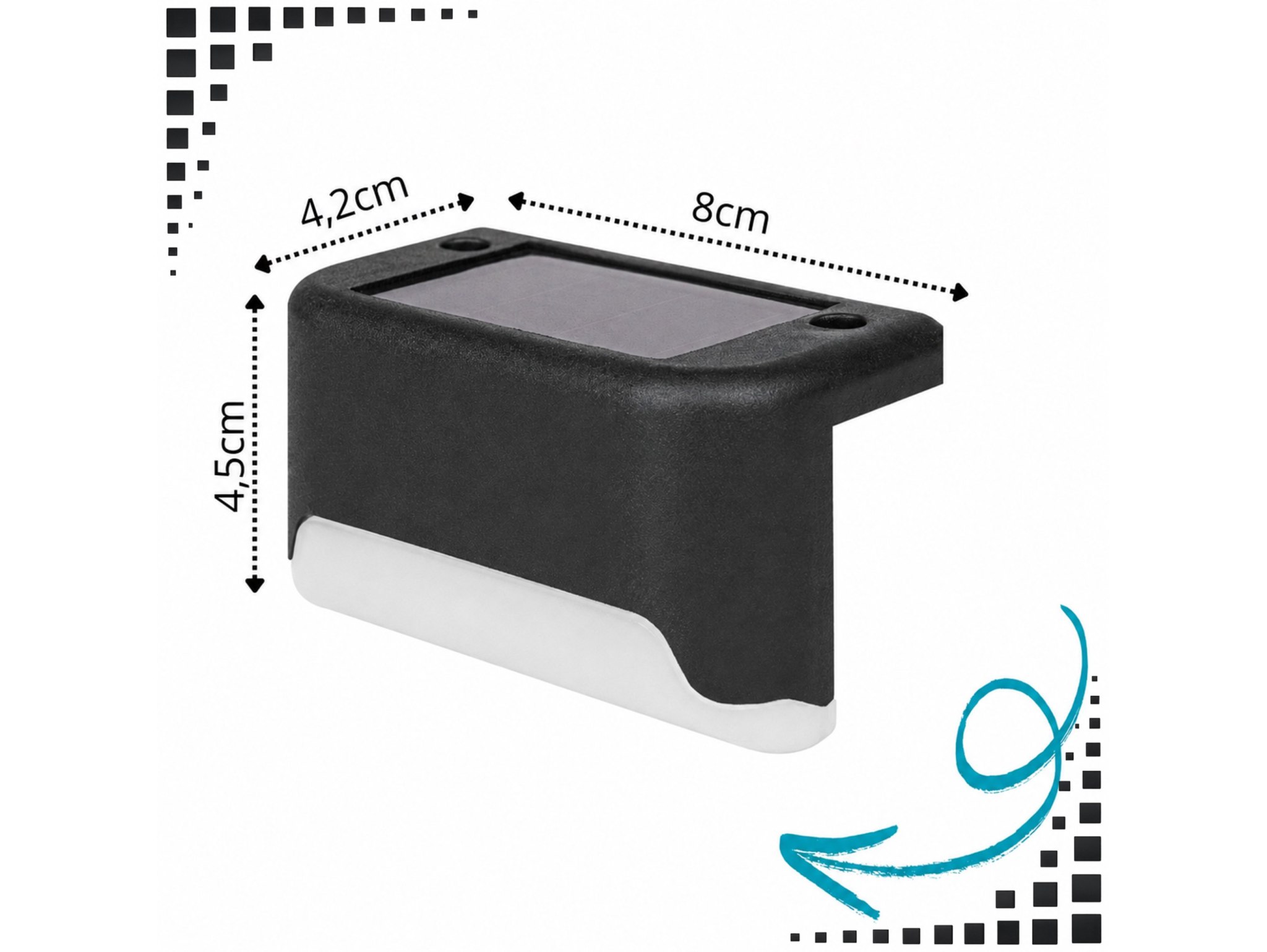 LAMPKA LAMPA SOLARNA KRAWĘDZIOWA 1 LED 8x4,5x4,2cm - czarny/ciepły biały mleczny klosz