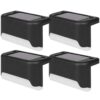 LAMPKA LAMPA SOLARNA KRAWĘDZIOWA 1 LED 8x4,5x4,2cm - czarny/ciepły biały mleczny klosz 4 szt