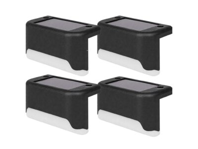 LAMPKA LAMPA SOLARNA KRAWĘDZIOWA 1 LED 8x4,5x4,2cm - czarny/ciepły biały mleczny klosz 4 szt