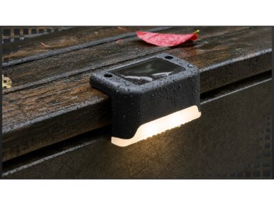 LAMPKA LAMPA SOLARNA KRAWĘDZIOWA 1 LED 8x4,5x4,2cm - czarny/ciepły biały mleczny klosz 4 szt