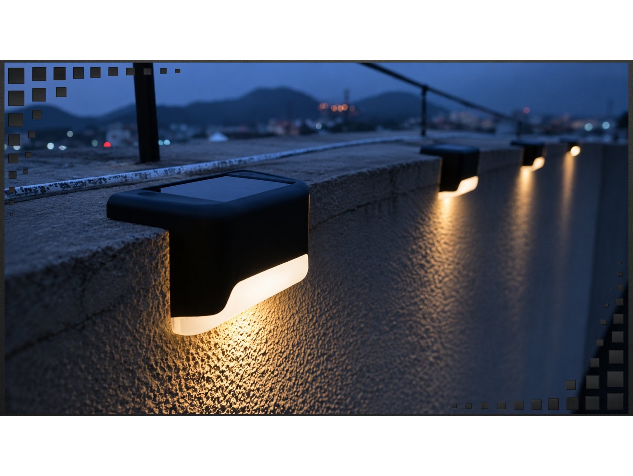LAMPKA LAMPA SOLARNA KRAWĘDZIOWA 1 LED 8x4,5x4,2cm - czarny/ciepły biały mleczny klosz 8 szt