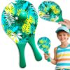 PALETKI DREWNIANE DO PADDLE PLAŻOWE ZESTAW 2 PALETKI+PIŁKA - wzór 1
