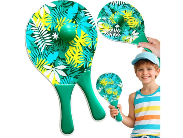 PALETKI DREWNIANE DO PADDLE PLAŻOWE ZESTAW 2 PALETKI+PIŁKA - wzór 1