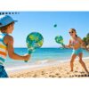 PALETKI DREWNIANE DO PADDLE PLAŻOWE ZESTAW 2 PALETKI+PIŁKA - wzór 1