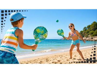 PALETKI DREWNIANE DO PADDLE PLAŻOWE ZESTAW 2 PALETKI+PIŁKA - wzór 1