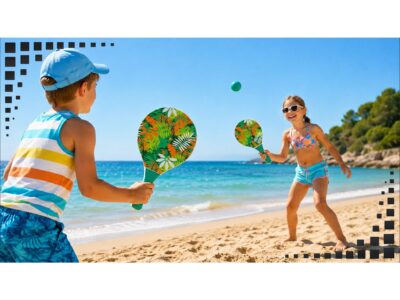 PALETKI DREWNIANE DO PADDLE PLAŻOWE ZESTAW 2 PALETKI+PIŁKA - wzór 2
