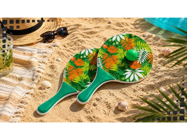 PALETKI DREWNIANE DO PADDLE PLAŻOWE ZESTAW 2 PALETKI+PIŁKA - wzór 2