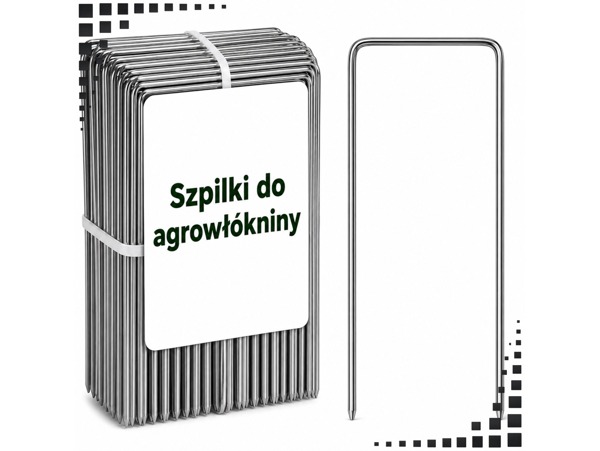 SZPILKI DO AGROWŁÓKNINY METALOWE 100SZT 150 mm x 70 mm