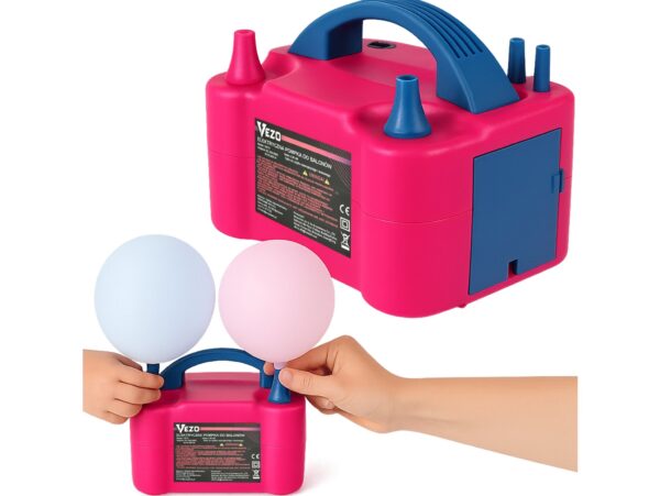VEZO POMPKA ELEKTRYCZNA DO BALONÓW RÓŻOWO-NIEBIESKI - 18x12x12
