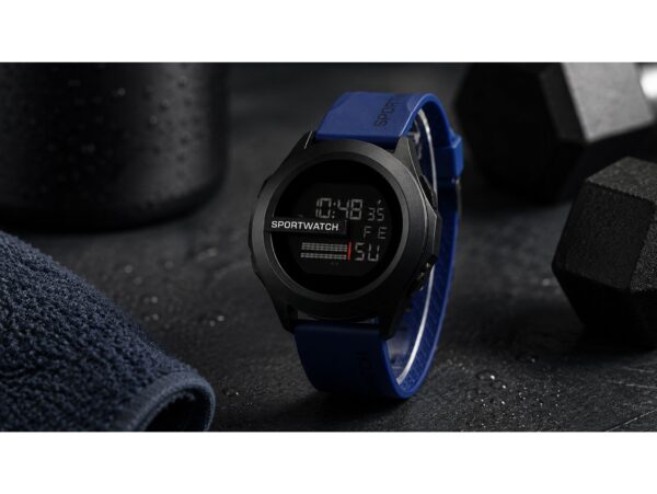 ZEGAREK SPORTOWY Z PODŚWIETLENIEM LED - niebieski
