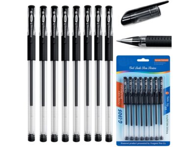 DŁUGOPISY ŻELOWE CIENKOPISY 0.5mm 8SZT - czarny