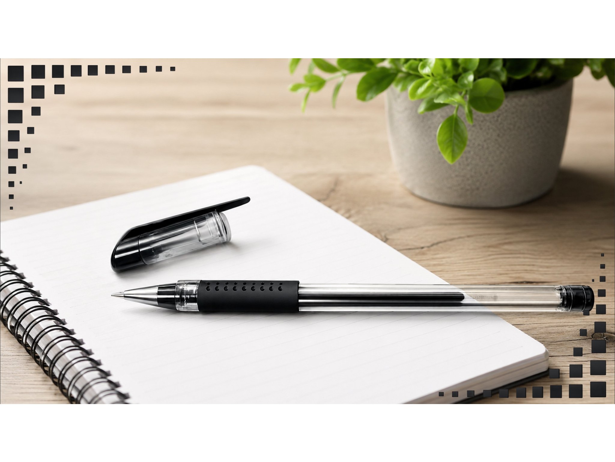DŁUGOPISY ŻELOWE CIENKOPISY 0.5mm 8SZT - czarny