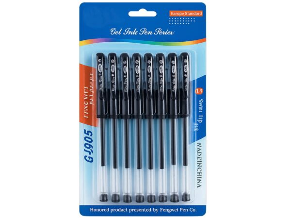 DŁUGOPISY ŻELOWE CIENKOPISY 0.5mm 8SZT - czarny