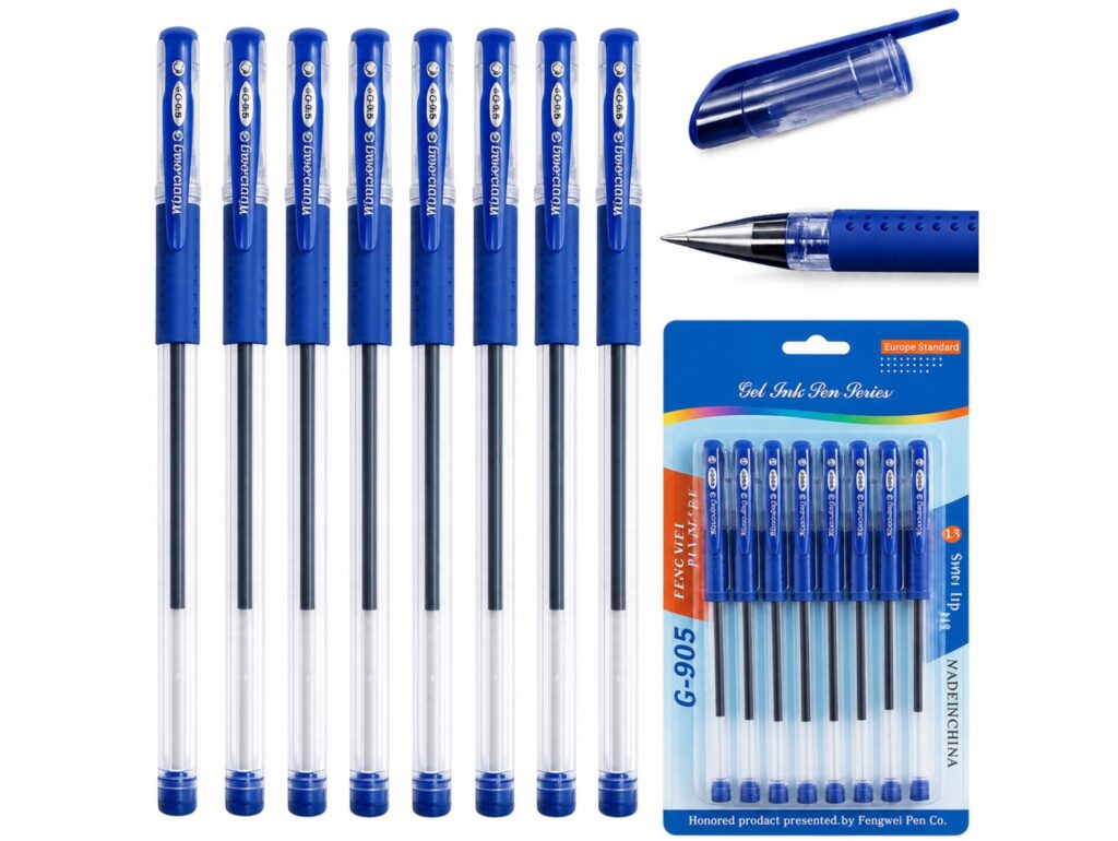 DŁUGOPISY ŻELOWE CIENKOPISY 0.5mm 8SZT - niebieski